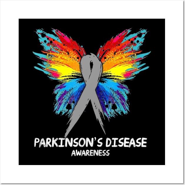 PARKINSON'S DISEASE Awareness butterfly Ribbon Wall Art by Fowlerbg